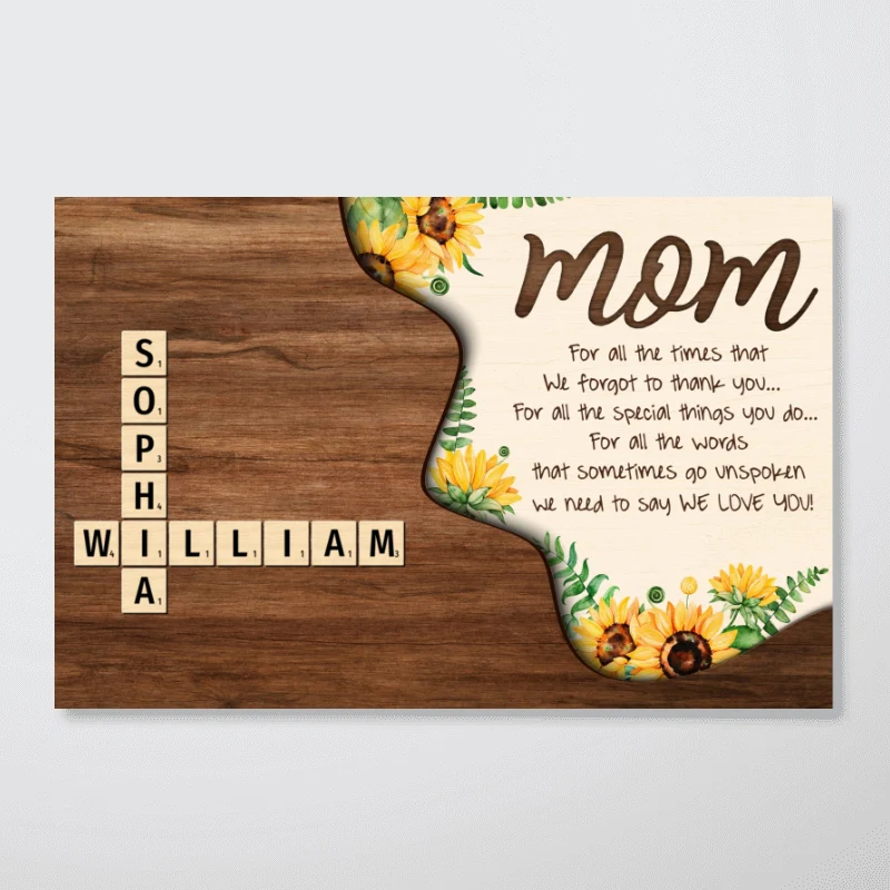 Mom For All The Time Not Thank You Crossword Puzzle Personalized Poster, Christmas Gift for Mom - Image 11