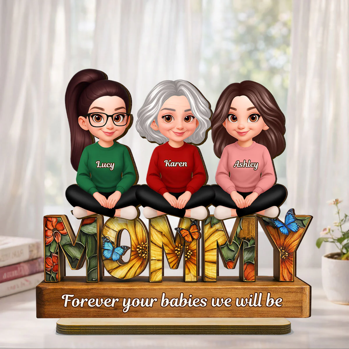 Mom Forever Your Babies We Will Be Butterfly Pattern - Personalized 2-Layered Wooden Plaque - Heartfelt Mother's Day Gift for Mom - Image 4