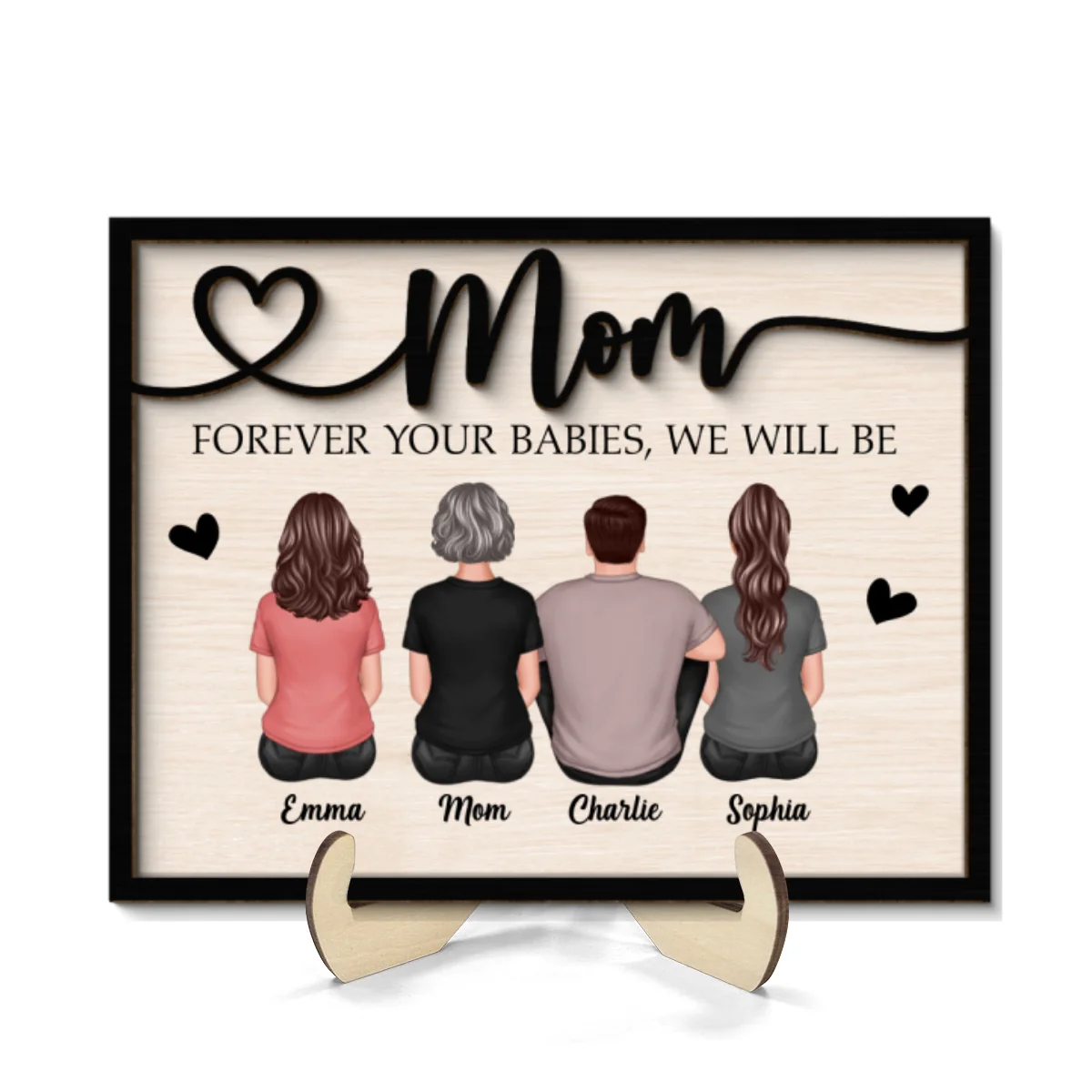 Mom Forever Your Babies We Will Be Gift For Mom Back View Mother Children Personalized 2-Layer Wooden Plaque - Image 8
