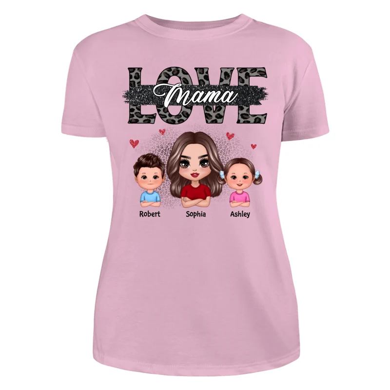 Mom Grandma Black Leopard Cut Through Personalized Shirt - Image 11
