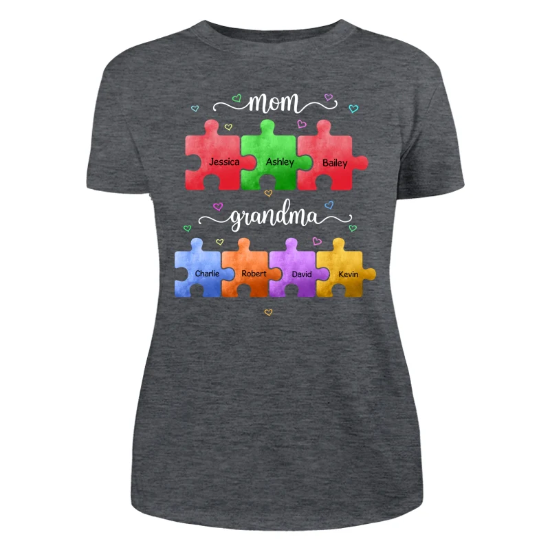 Mom Grandma Colorful Puzzle Gift For Grandma Personalized Shirt - Image 11