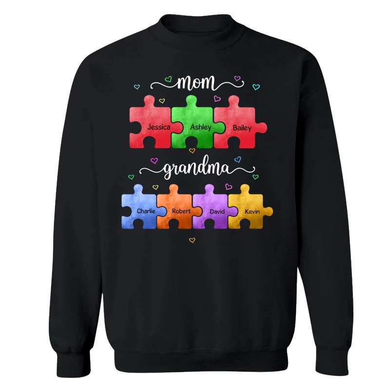 Mom Grandma Colorful Puzzle Gift For Grandma Personalized Shirt - Image 16