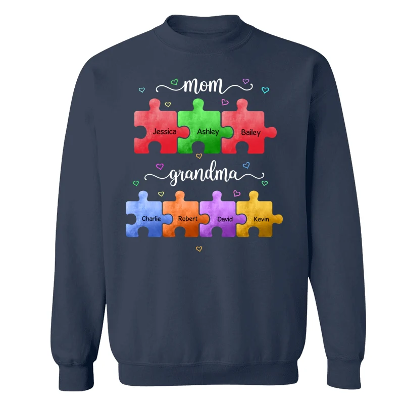 Mom Grandma Colorful Puzzle Gift For Grandma Personalized Shirt - Image 17