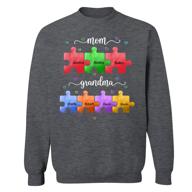 Mom Grandma Colorful Puzzle Gift For Grandma Personalized Shirt - Image 18