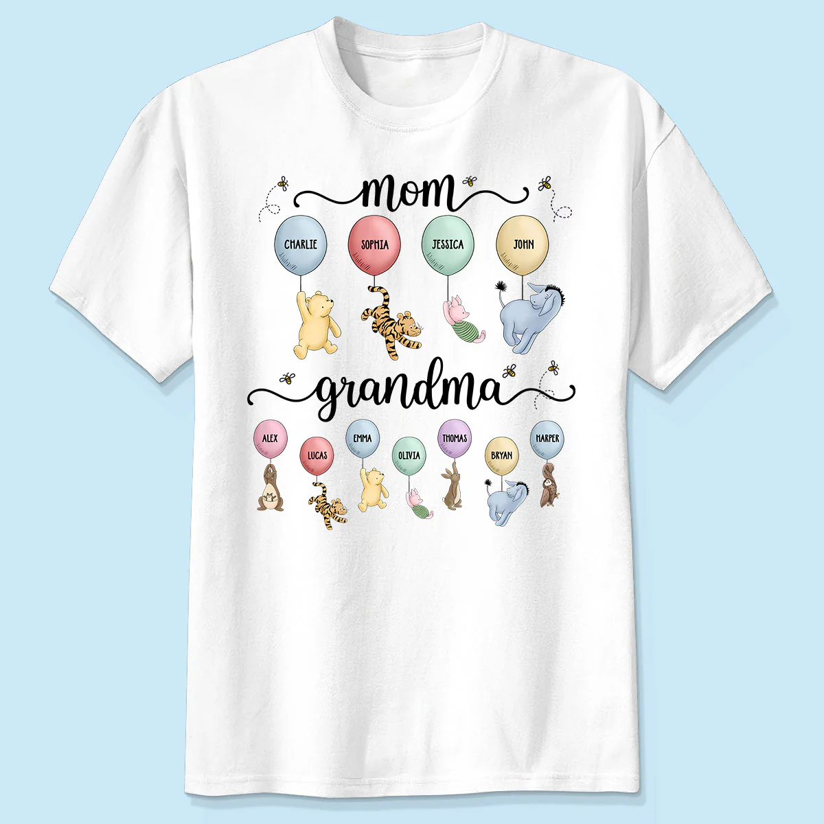 Mom Grandma Cute Characters With Balloons Personalized Shirt Mother‘s Day Gift For Grandma