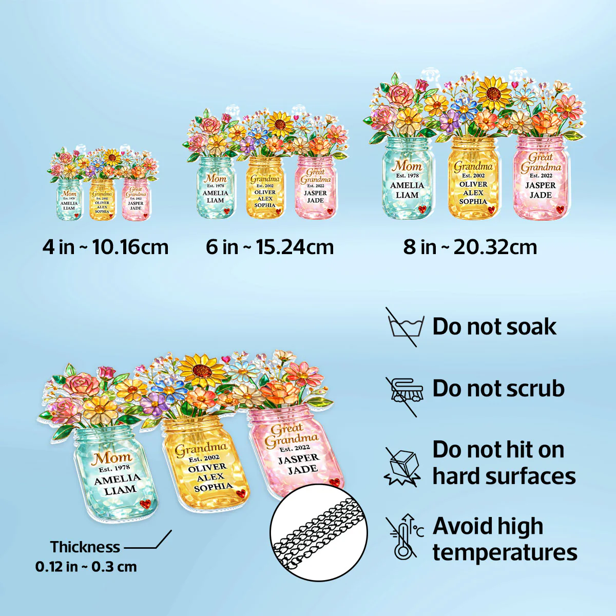 Mom Grandma Greatgrandma Flower - Personalized Suncatcher - Heartfelt Gift for Mom, Grandma - Image 9