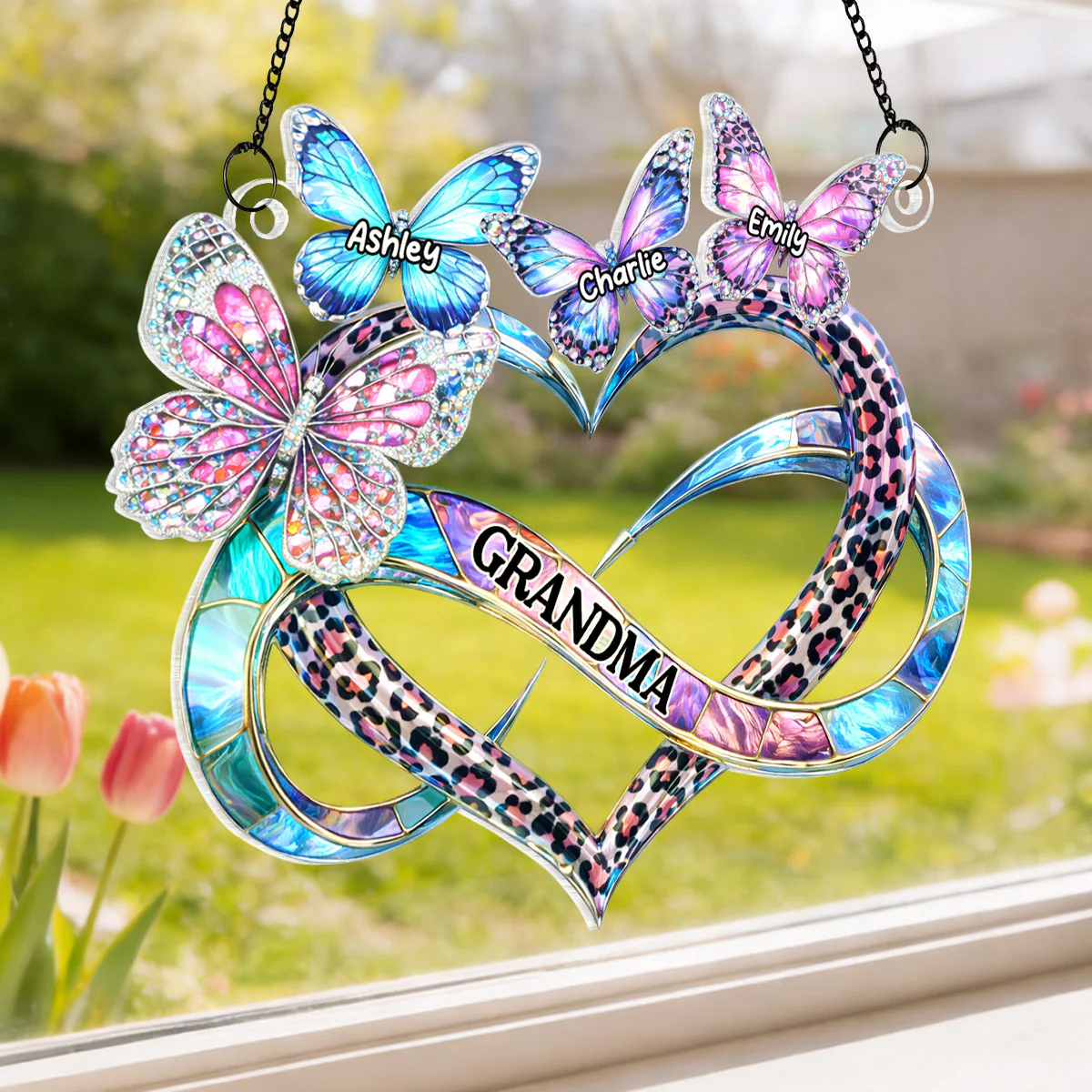 Mom Grandma Heart Infinity - Personalized Suncatcher - Sentimental Mother's Day Gift for Grandma, Mom, Wife - Image 3