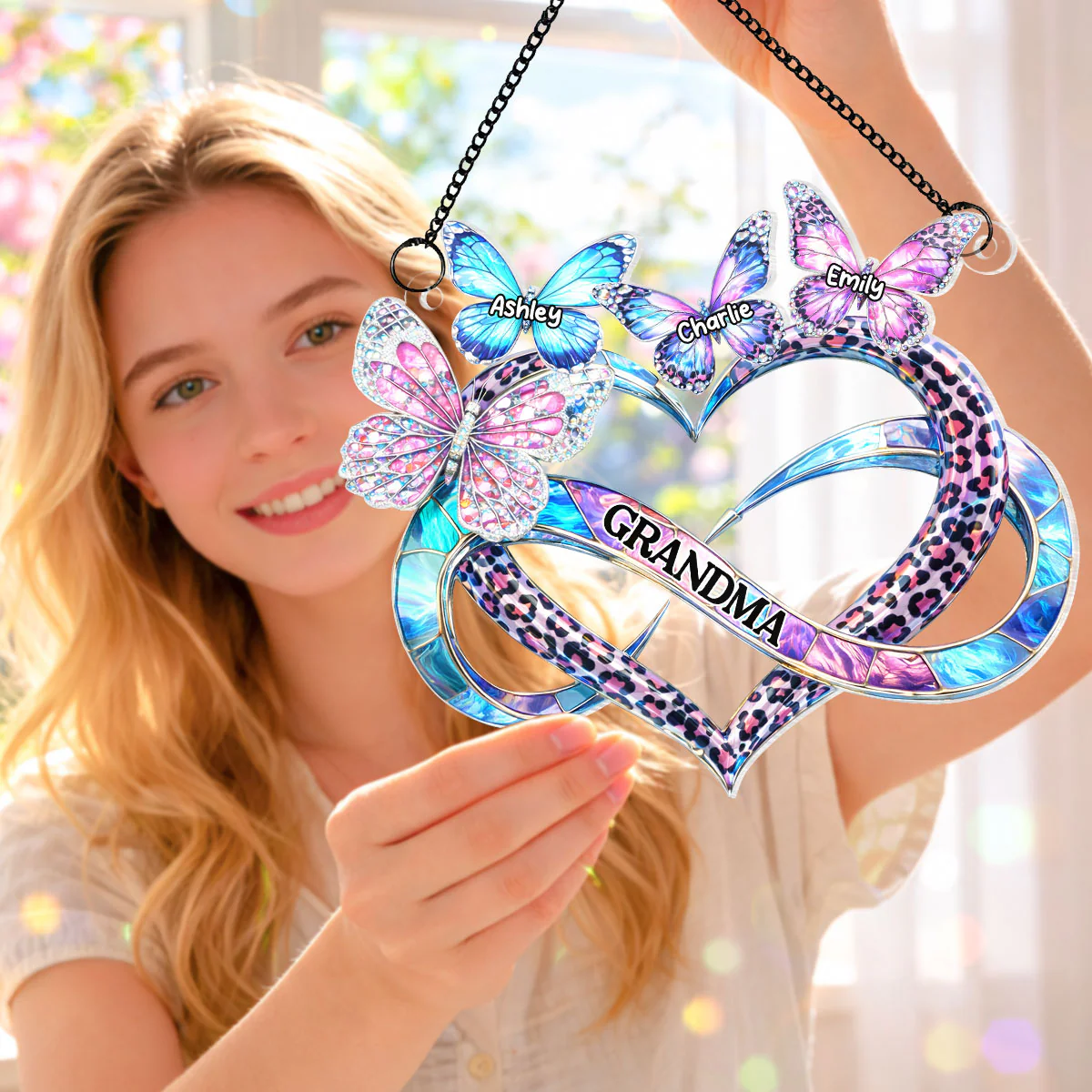 Mom Grandma Heart Infinity - Personalized Suncatcher - Sentimental Mother's Day Gift for Grandma, Mom, Wife - Image 4