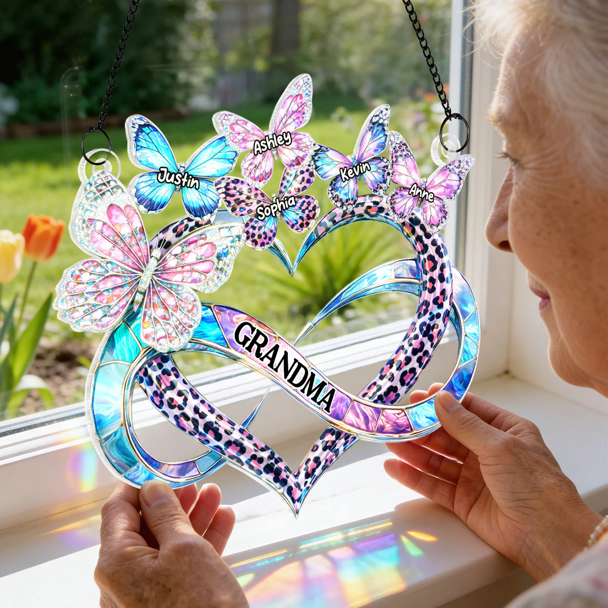 Mom Grandma Heart Infinity - Personalized Suncatcher - Sentimental Mother's Day Gift for Grandma, Mom, Wife - Image 5