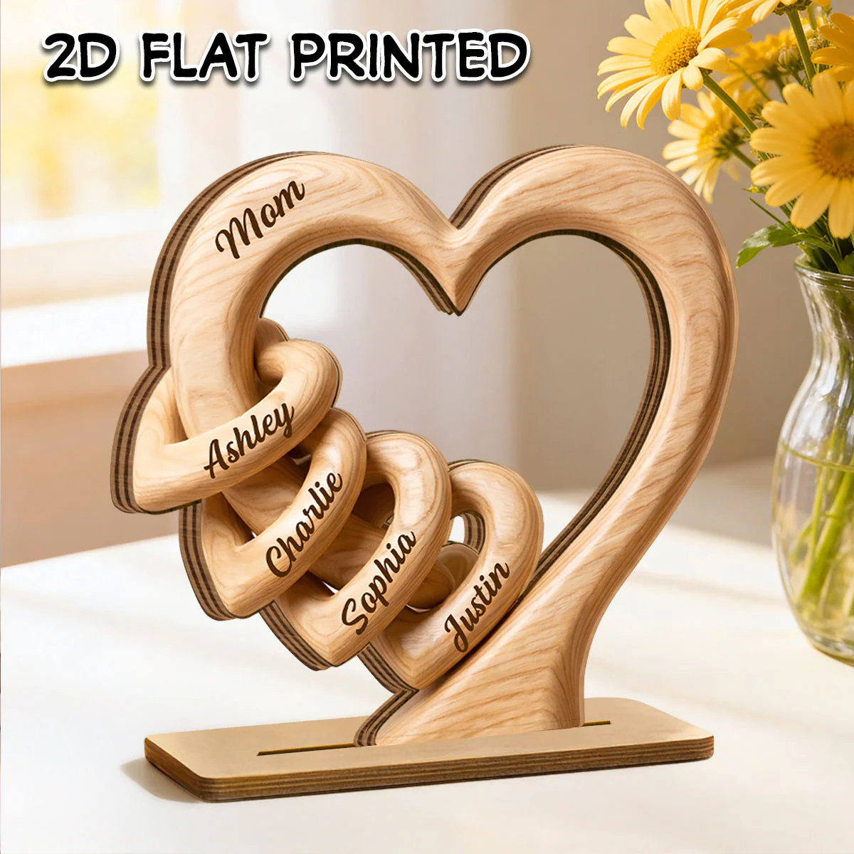 Mom Grandma Heart 2D Flat Plaque - Personalized 2-Layered Wooden Plaque - Sentimental Mother's Day Gift for Mom, Wife - Image 2
