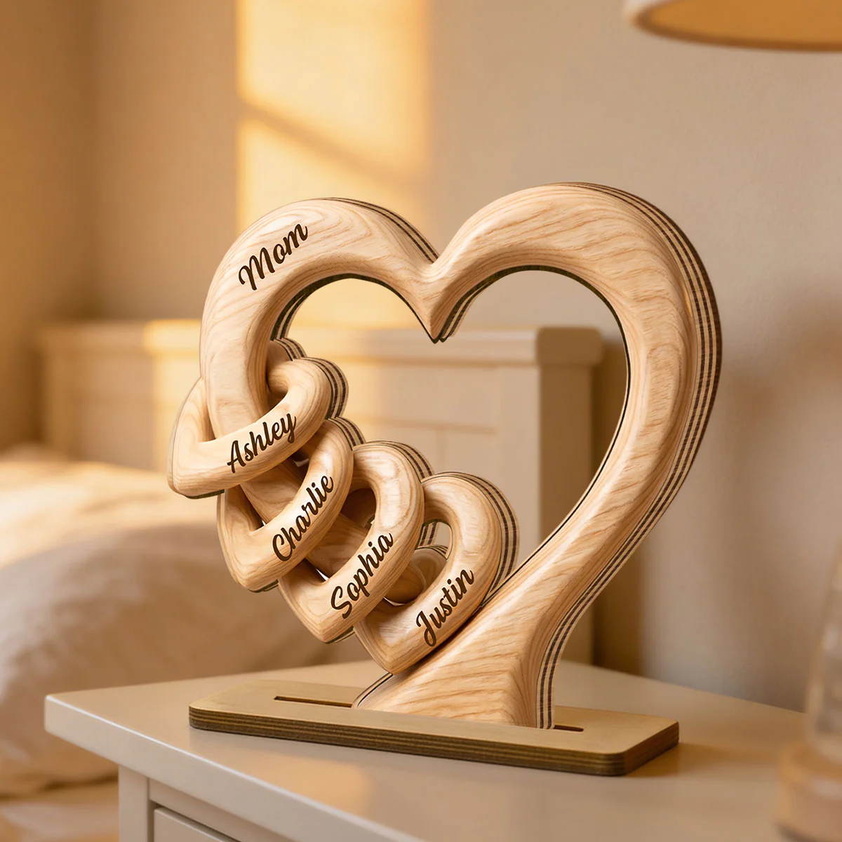 Mom Grandma Heart 2D Flat Plaque - Personalized 2-Layered Wooden Plaque - Sentimental Mother's Day Gift for Mom, Wife - Image 8