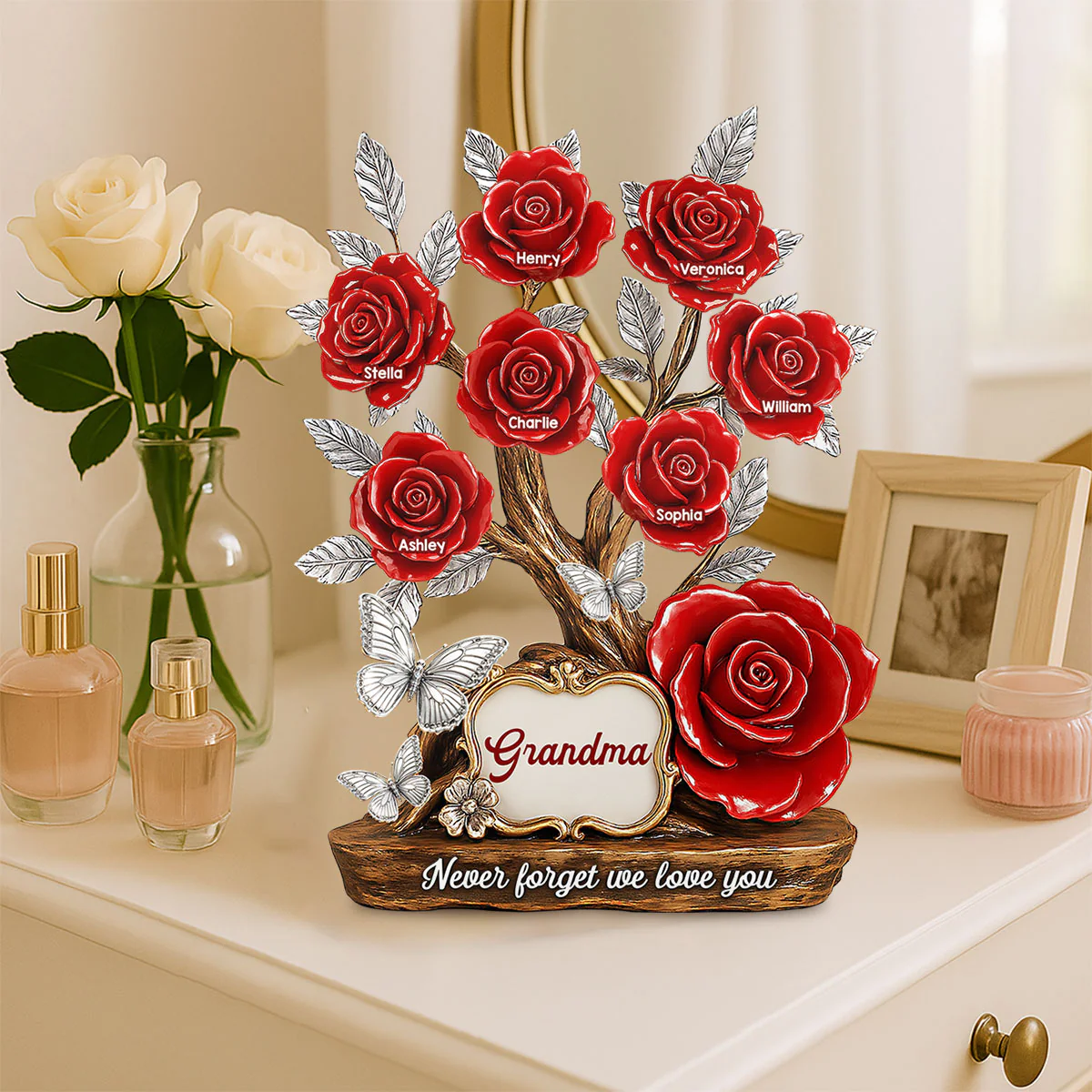 Mom Grandma & Kids Names On Roses Personalized Acrylic Block Plaque - Image 13