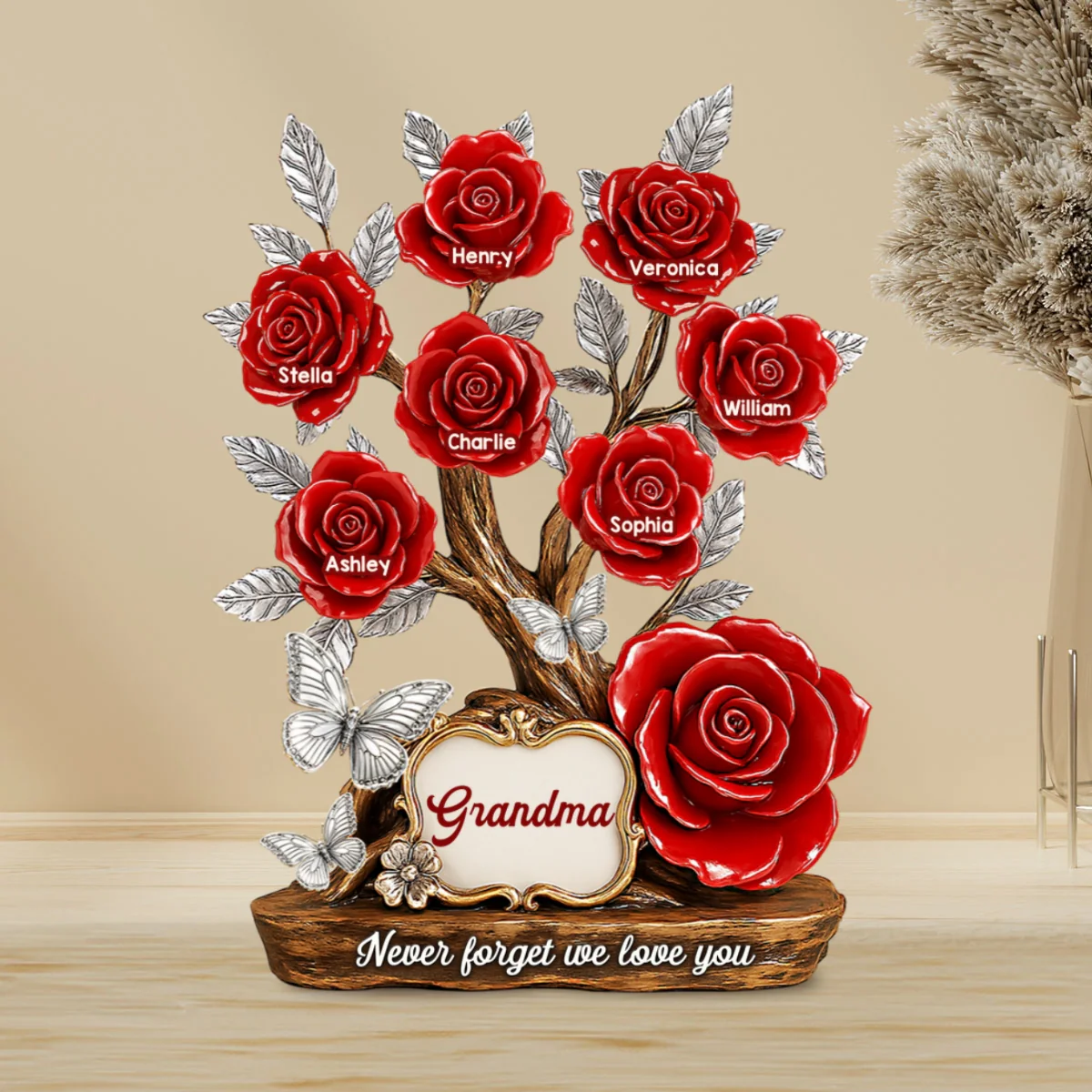 Mom Grandma & Kids Names On Roses Personalized Acrylic Block Plaque - Image 14