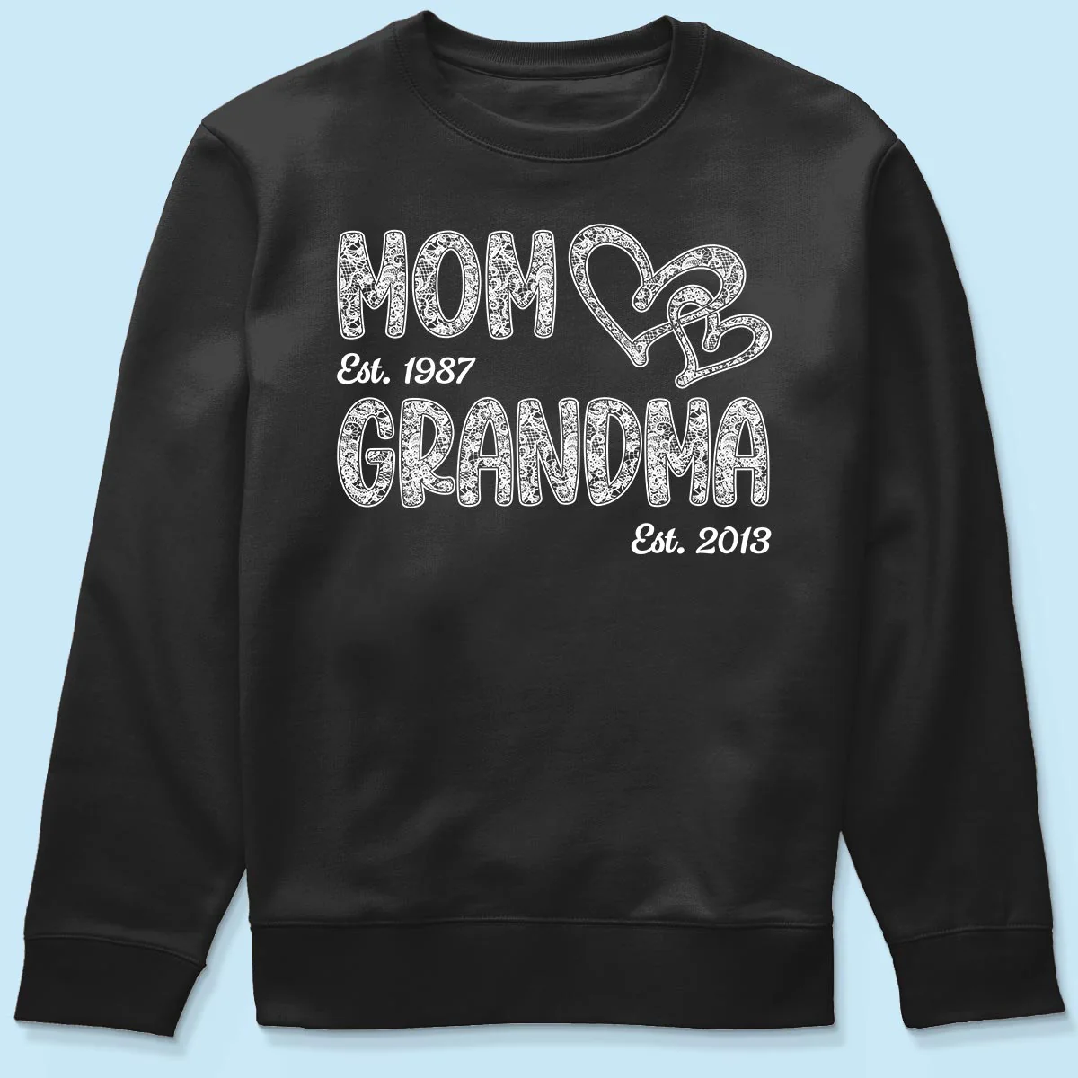 Mom Grandma Lace Pattern Est Year - Personalized Shirt - Gift For Grandma, Mom - Image 10