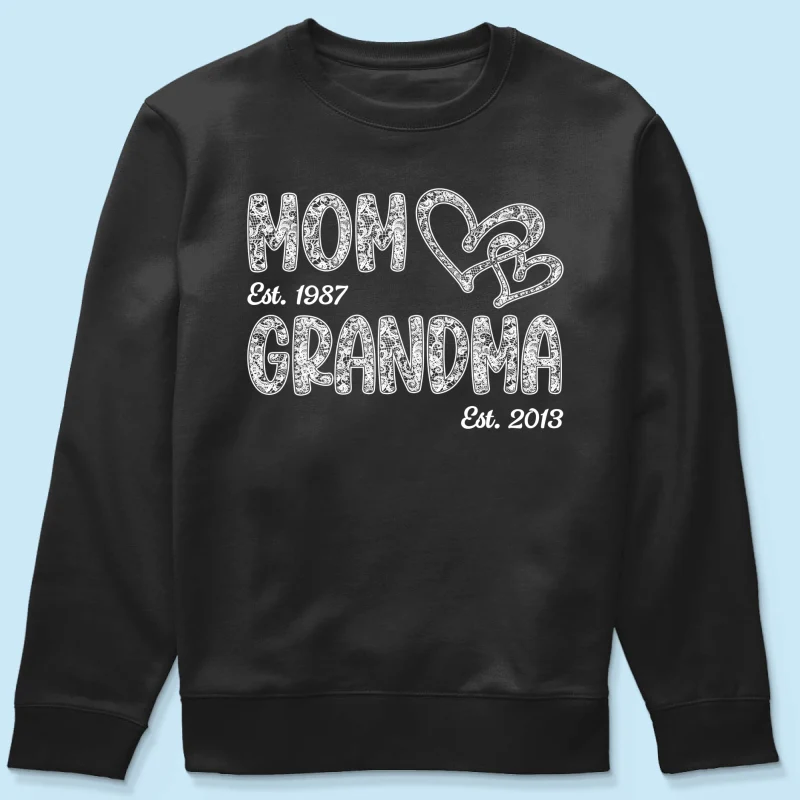 Mom Grandma Lace Pattern Est Year - Personalized Shirt - Gift For Grandma, Mom - Image 21