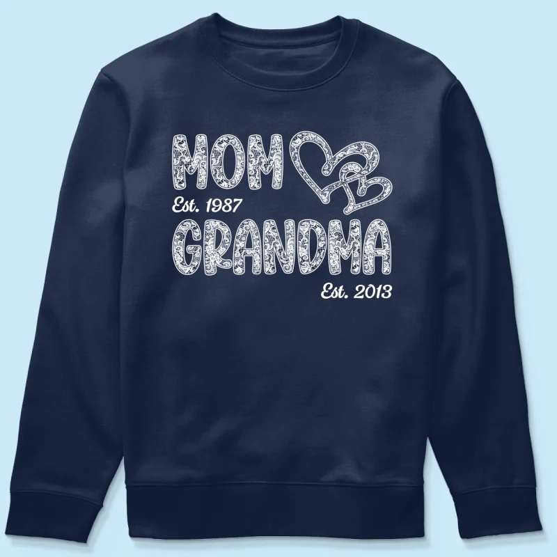 Mom Grandma Lace Pattern Est Year - Personalized Shirt - Gift For Grandma, Mom - Image 22