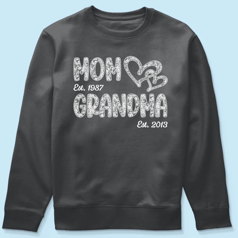 Mom Grandma Lace Pattern Est Year - Personalized Shirt - Gift For Grandma, Mom - Image 23