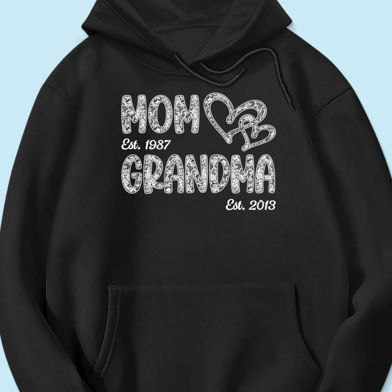 Mom Grandma Lace Pattern Est Year - Personalized Shirt - Gift For Grandma, Mom - Image 24