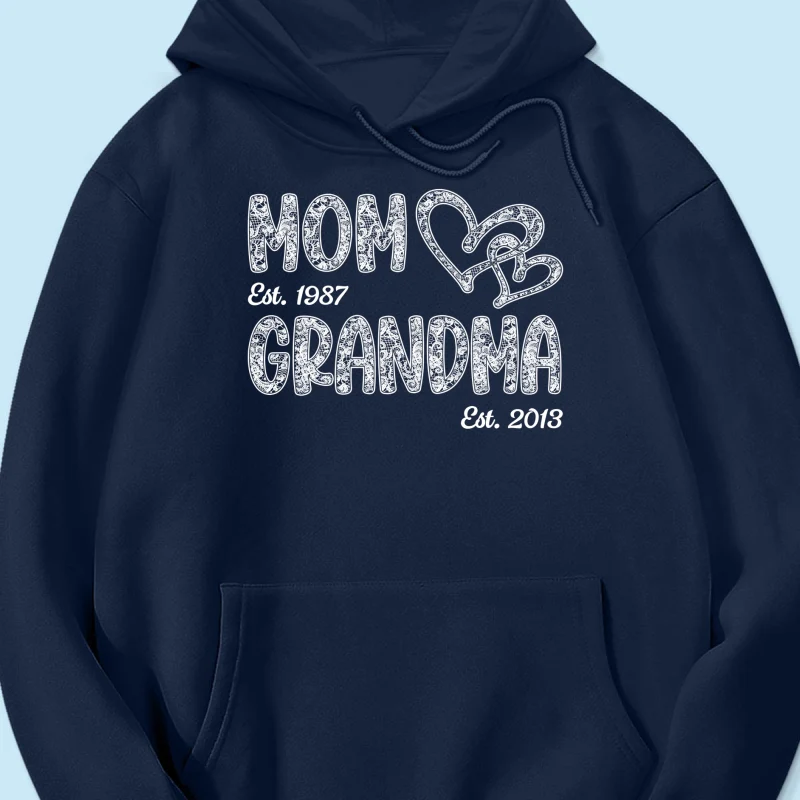 Mom Grandma Lace Pattern Est Year - Personalized Shirt - Gift For Grandma, Mom - Image 25