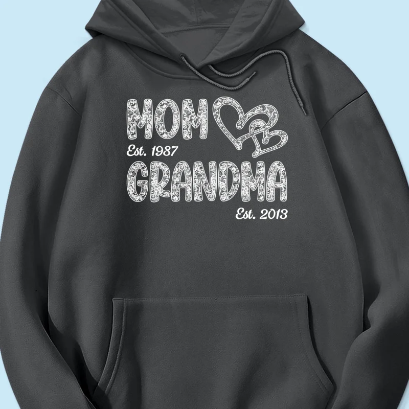 Mom Grandma Lace Pattern Est Year - Personalized Shirt - Gift For Grandma, Mom - Image 26