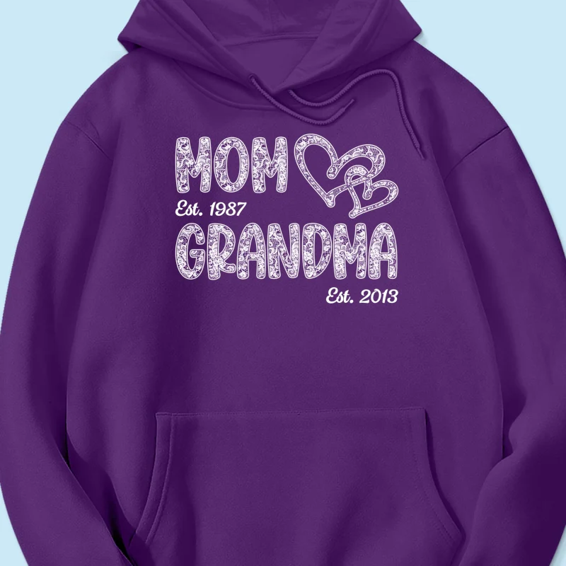 Mom Grandma Lace Pattern Est Year - Personalized Shirt - Gift For Grandma, Mom - Image 27