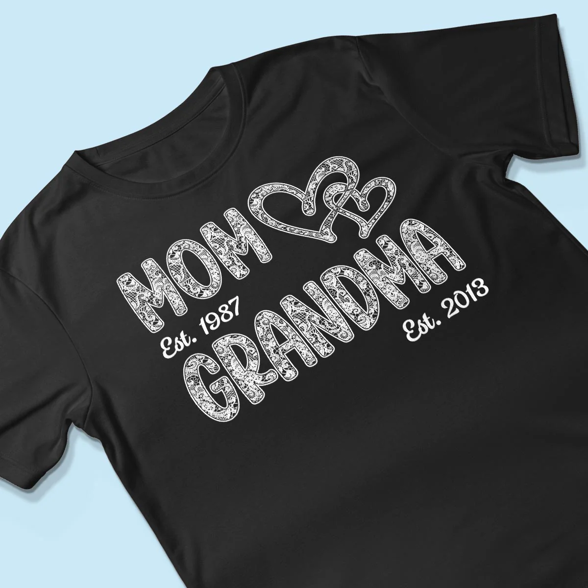 Mom Grandma Lace Pattern Est Year - Personalized Shirt - Gift For Grandma, Mom - Image 7