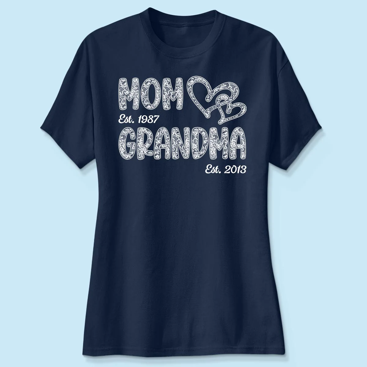 Mom Grandma Lace Pattern Est Year - Personalized Shirt - Gift For Grandma, Mom - Image 8