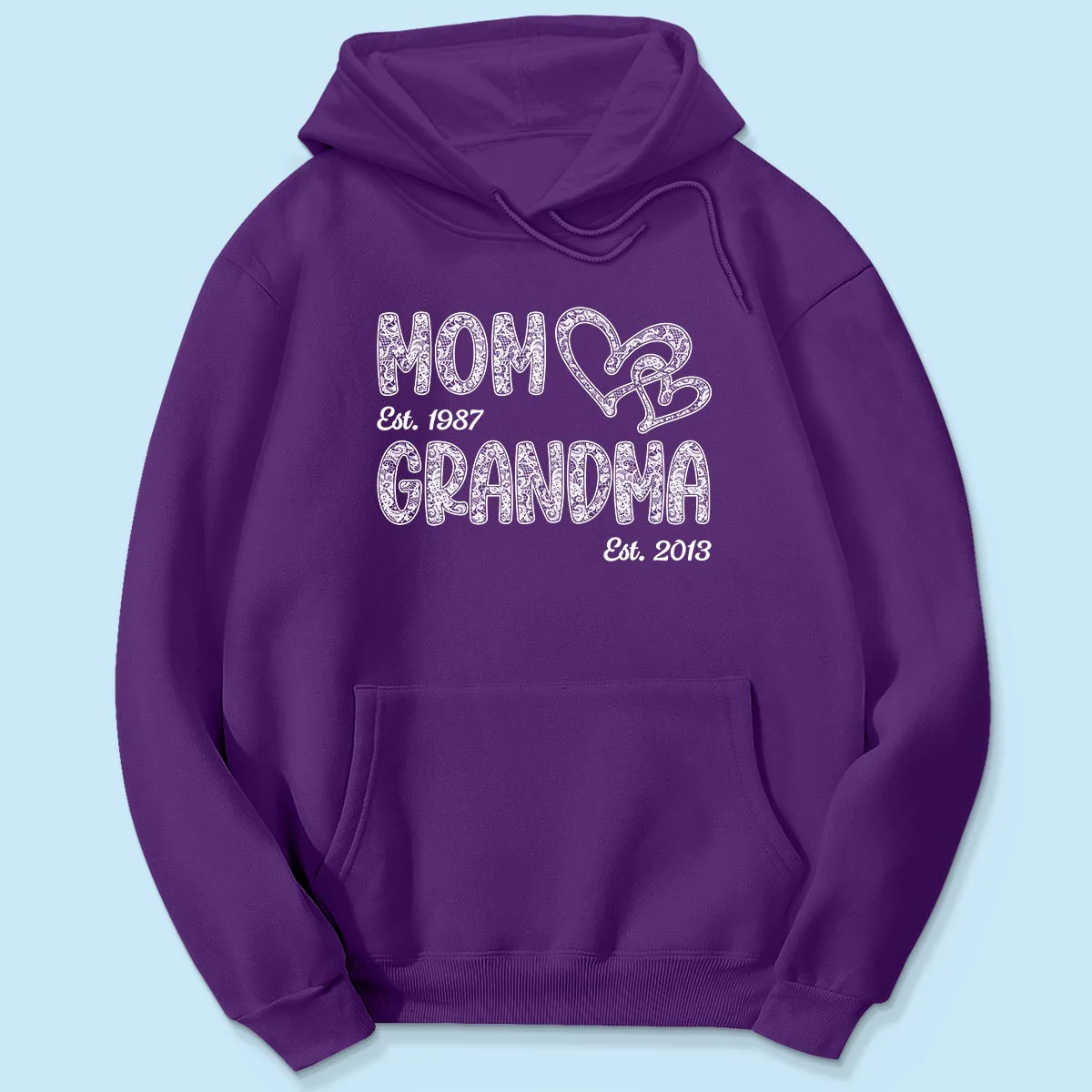 Mom Grandma Lace Pattern Est Year - Personalized Shirt - Gift For Grandma, Mom - Image 9