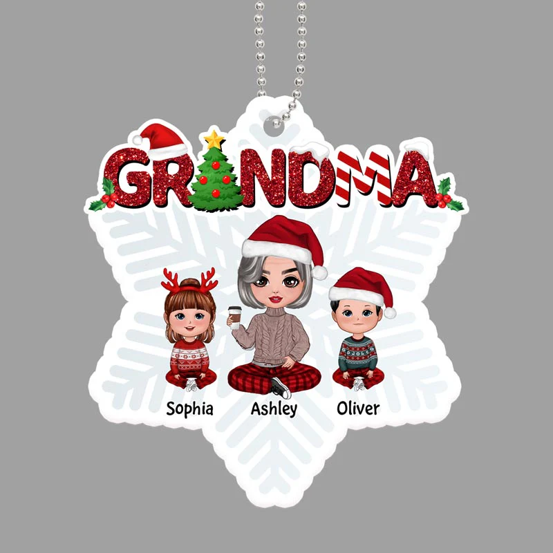 Mom Grandma Letters Christmas Personalized Acrylic Ornament - Image 2