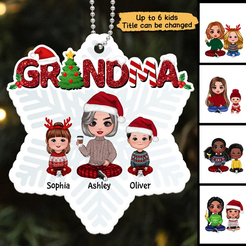 Mom Grandma Letters Christmas Personalized Acrylic Ornament - Image 3