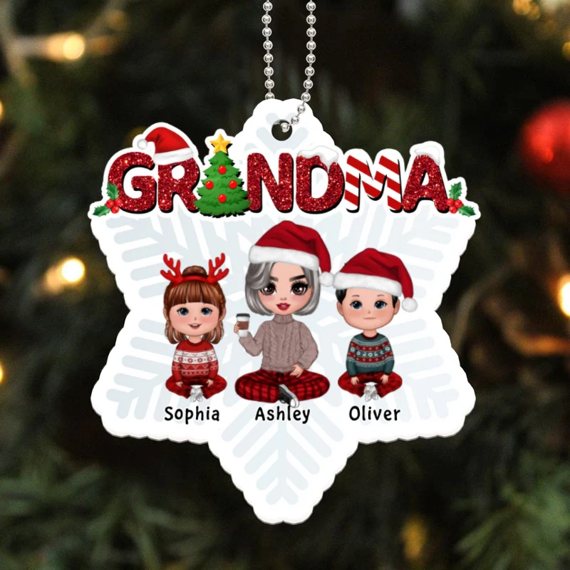 Mom Grandma Letters Christmas Personalized Acrylic Ornament - Image 4