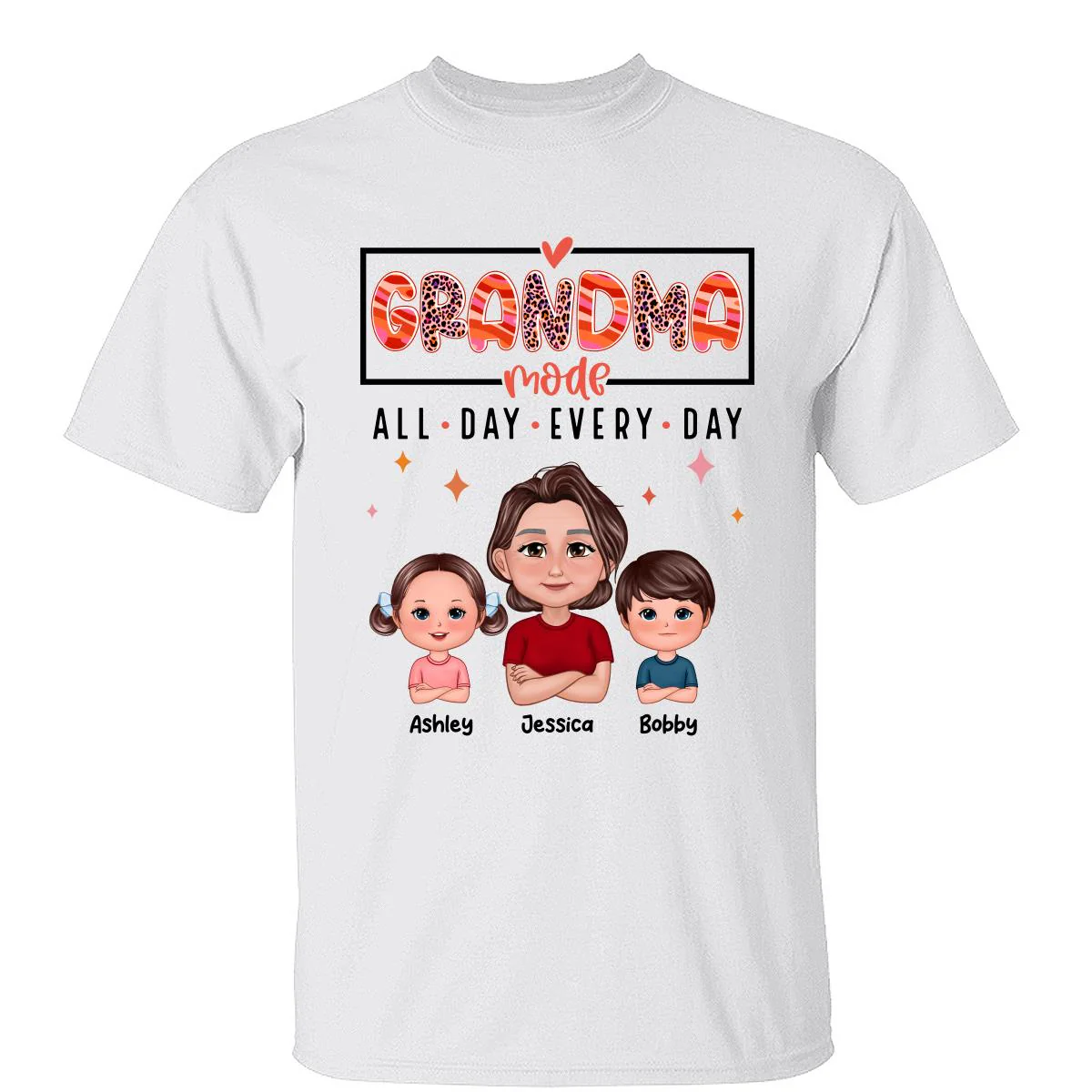 Mom Grandma Mode All Day Every Day Personalized Shirt