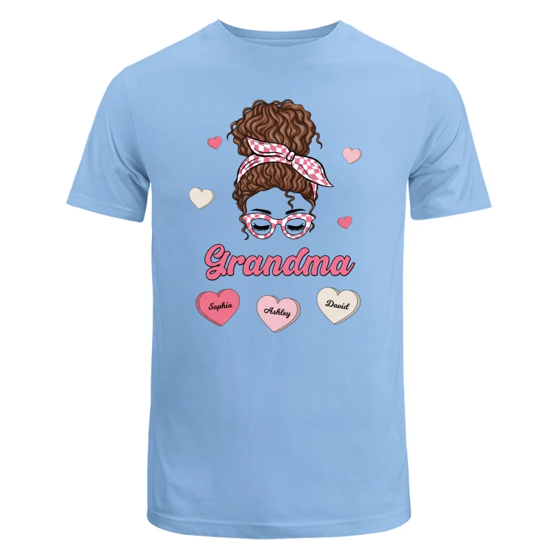 Mom Grandma Pink & White Messy Bun Personalized Shirt - Image 8