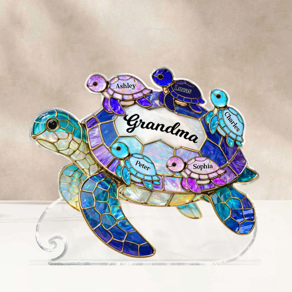 Mom Grandma Sea Turtle - Personalized Acrylic Block Plaque - Mother's Day Gift for Her - Image 10