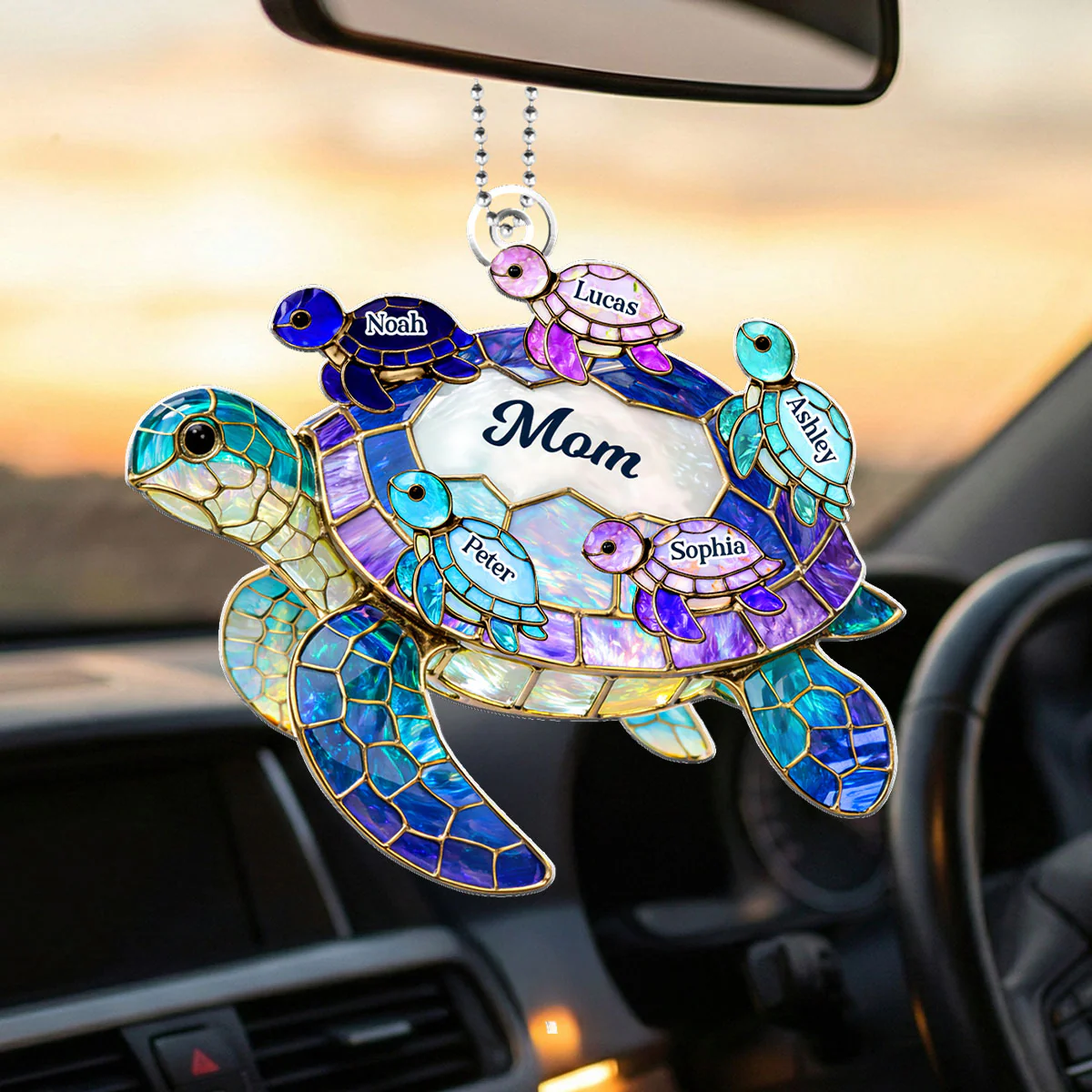 Mom Grandma Sea Turtle - Personalized Acrylic Car Hanger - Mother's Day Gift for Her - Image 2