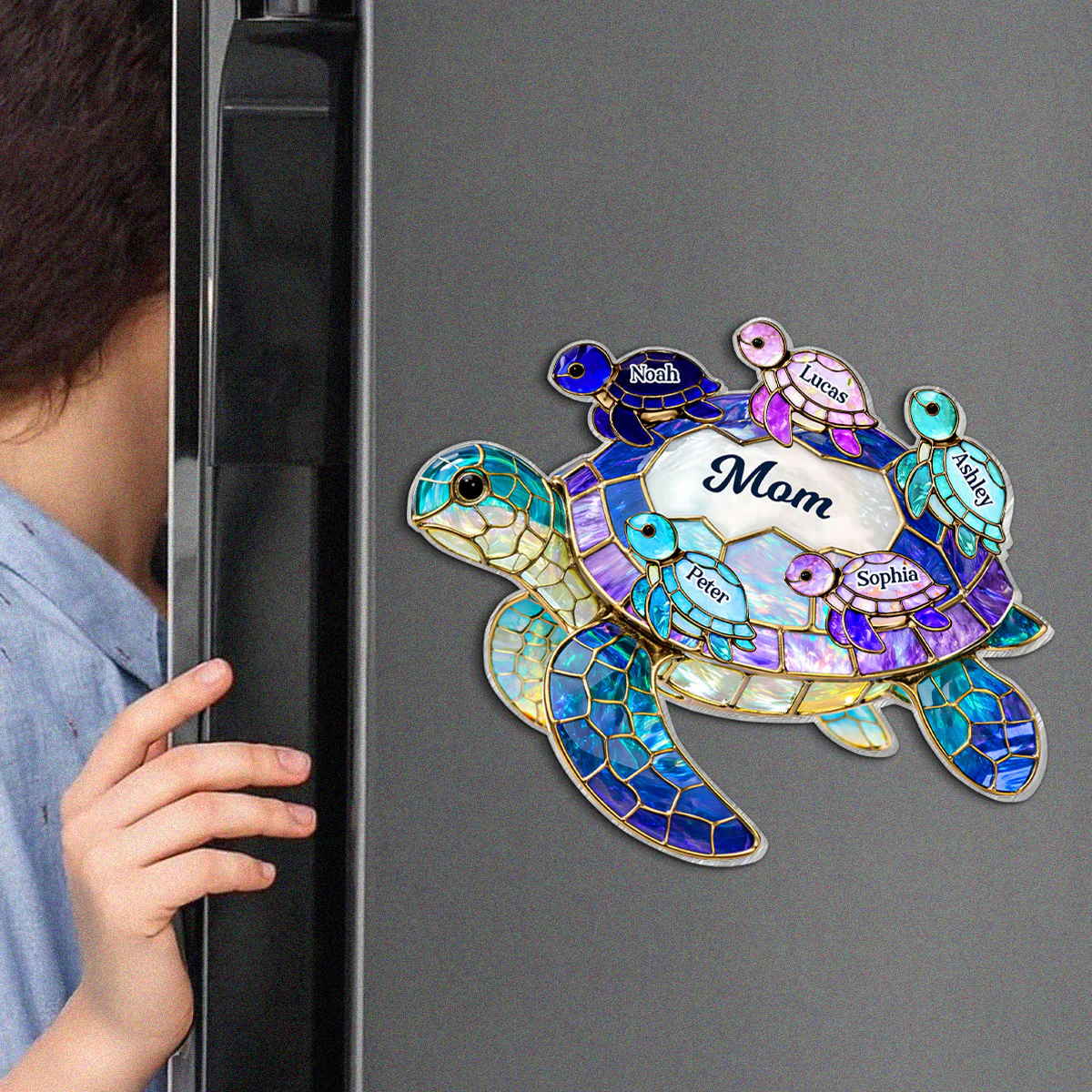 Mom Grandma Sea Turtle - Personalized Acrylic Fridge Magnet - Mother's Day Gift for Her - Image 3