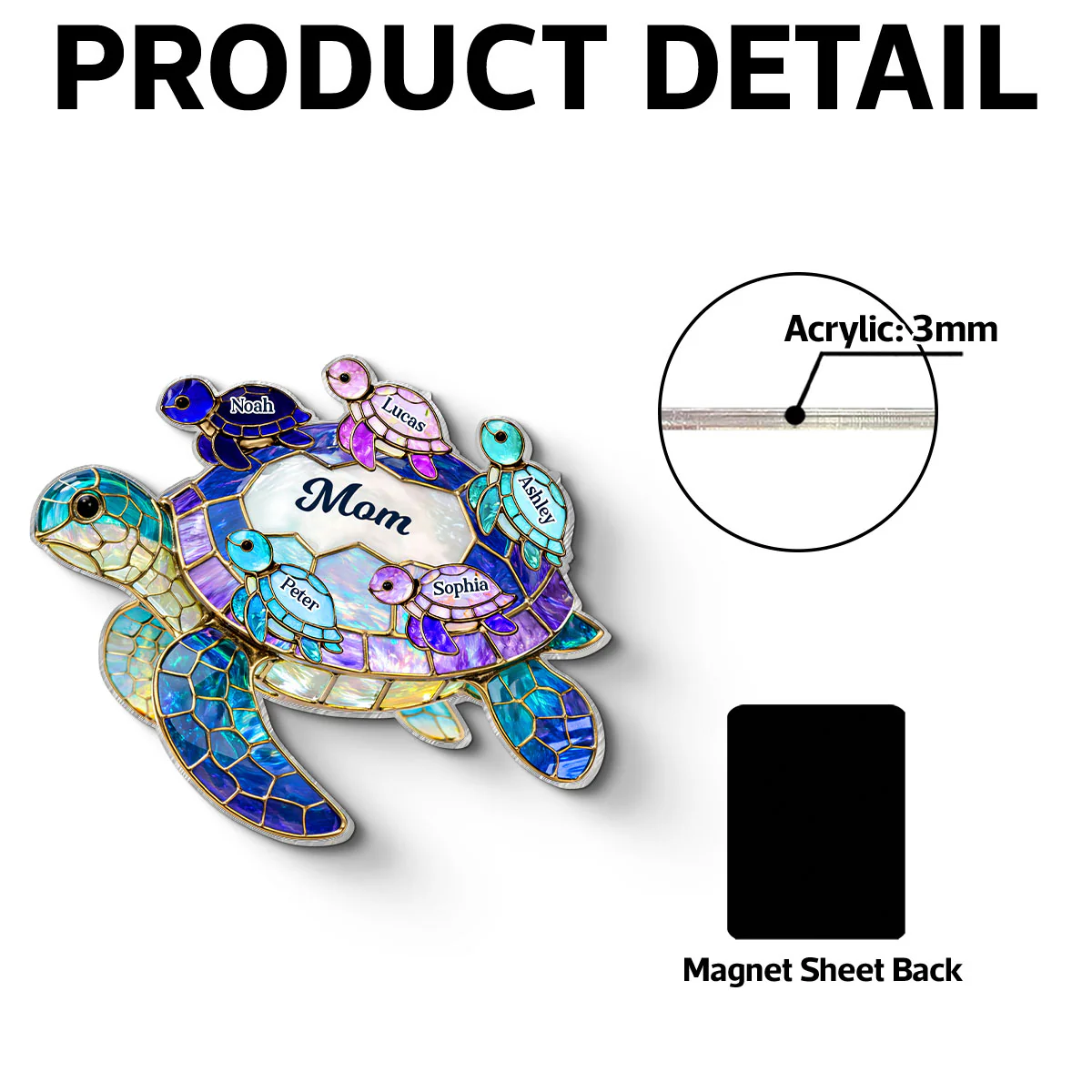 Mom Grandma Sea Turtle - Personalized Acrylic Fridge Magnet - Mother's Day Gift for Her - Image 5