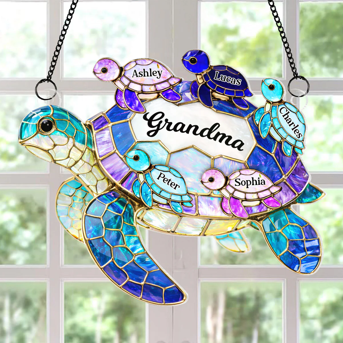 Mom Grandma Sea Turtle - Personalized Suncatcher Ornament - Mother's Day Gift for Her - Image 3