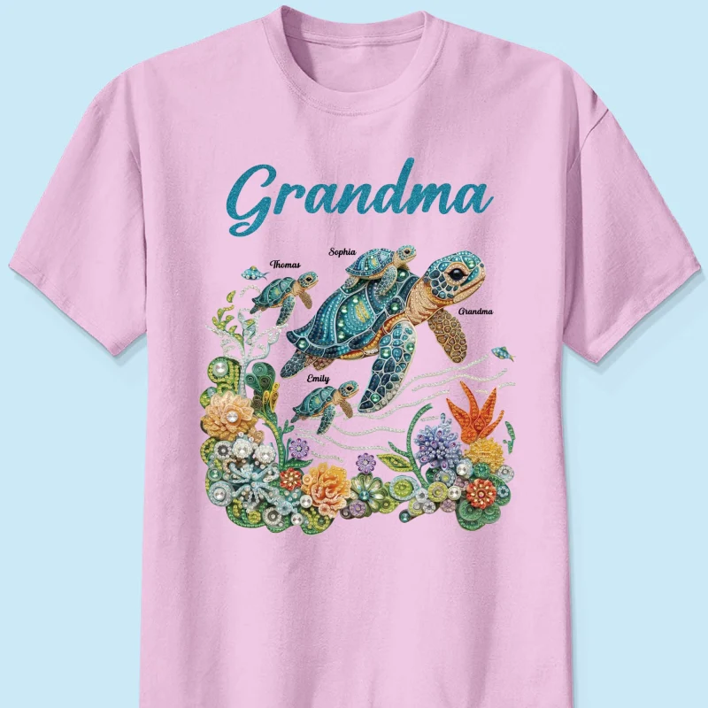 Mom Grandma Sea Turtle Rhinestones Style 2D Printed - Personalized Shirt - Mother's Day Gift For Mom Grandma - Image 12