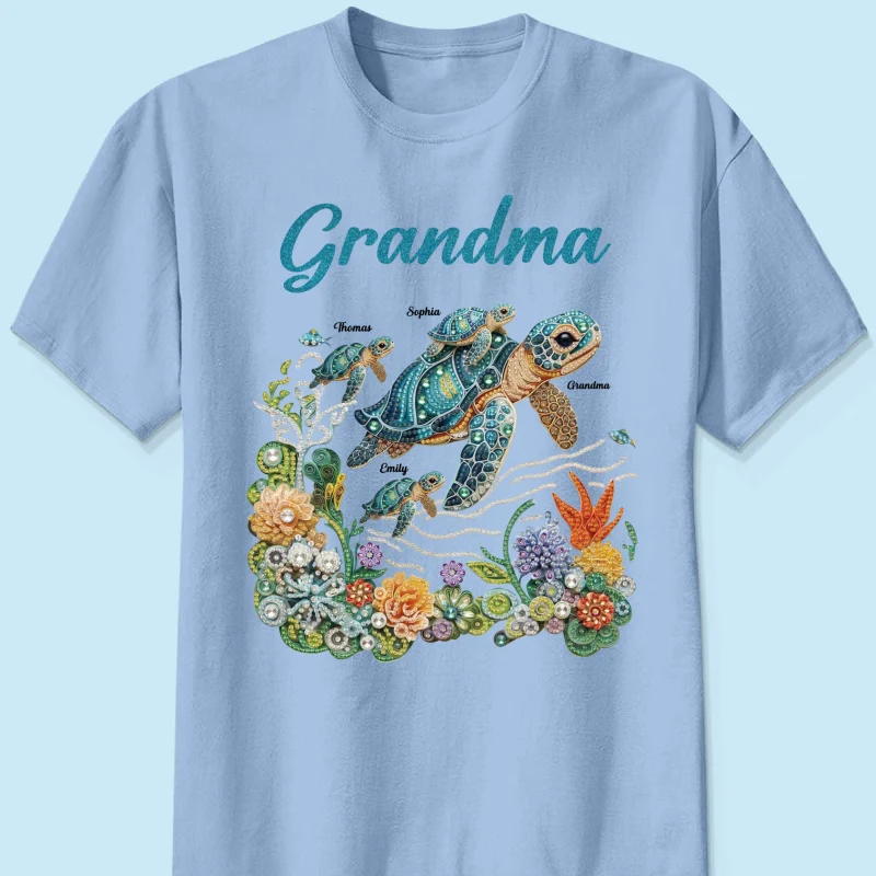 Mom Grandma Sea Turtle Rhinestones Style 2D Printed - Personalized Shirt - Mother's Day Gift For Mom Grandma - Image 13