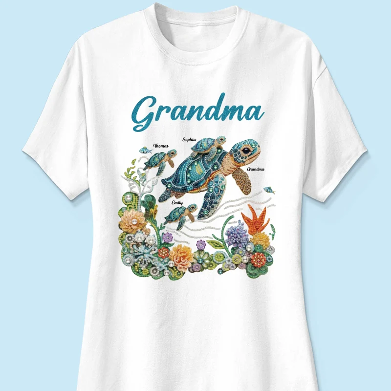 Mom Grandma Sea Turtle Rhinestones Style 2D Printed - Personalized Shirt - Mother's Day Gift For Mom Grandma - Image 14