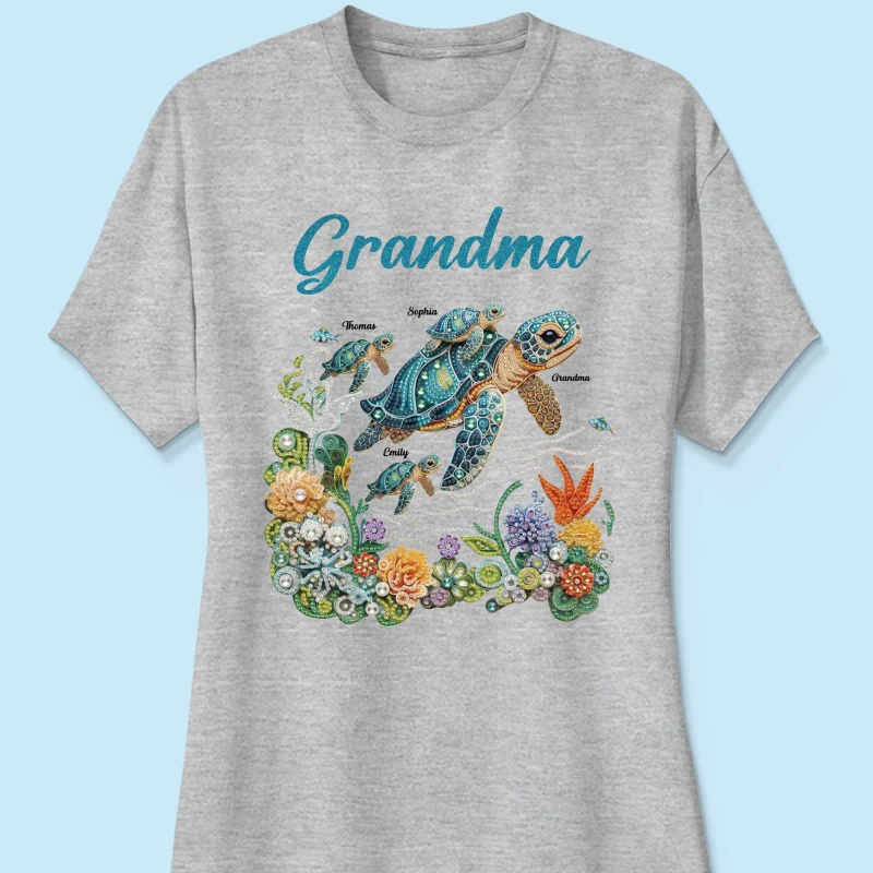 Mom Grandma Sea Turtle Rhinestones Style 2D Printed - Personalized Shirt - Mother's Day Gift For Mom Grandma - Image 15