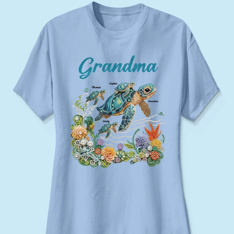 Mom Grandma Sea Turtle Rhinestones Style 2D Printed - Personalized Shirt - Mother's Day Gift For Mom Grandma - Image 17