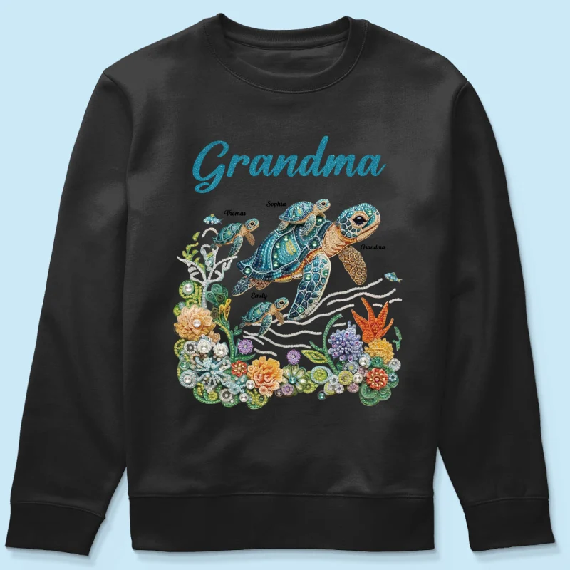Mom Grandma Sea Turtle Rhinestones Style 2D Printed - Personalized Shirt - Mother's Day Gift For Mom Grandma - Image 18