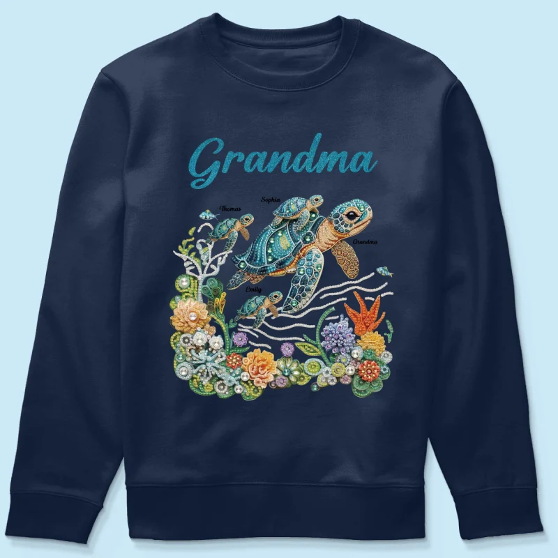 Mom Grandma Sea Turtle Rhinestones Style 2D Printed - Personalized Shirt - Mother's Day Gift For Mom Grandma - Image 19