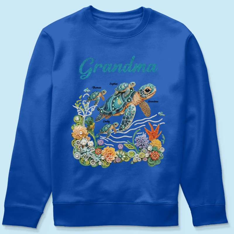Mom Grandma Sea Turtle Rhinestones Style 2D Printed - Personalized Shirt - Mother's Day Gift For Mom Grandma - Image 22