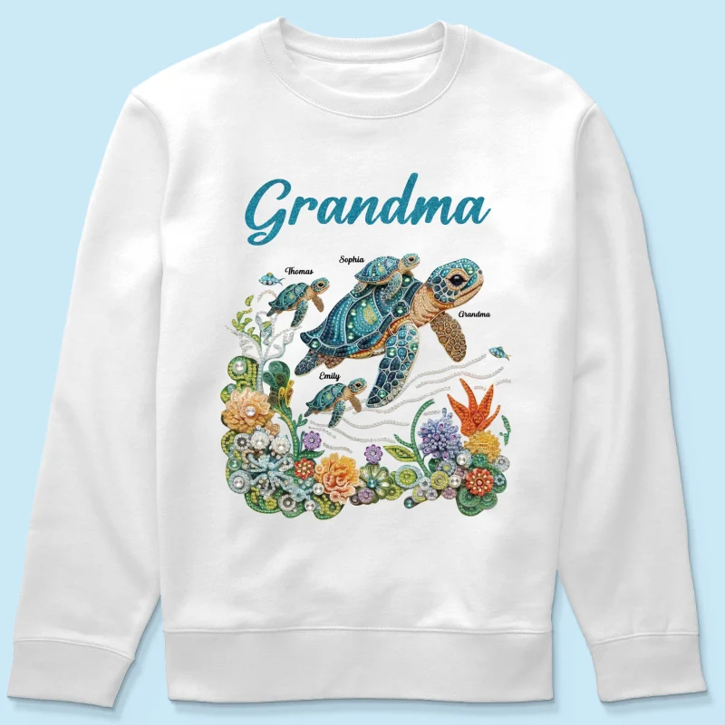 Mom Grandma Sea Turtle Rhinestones Style 2D Printed - Personalized Shirt - Mother's Day Gift For Mom Grandma - Image 23