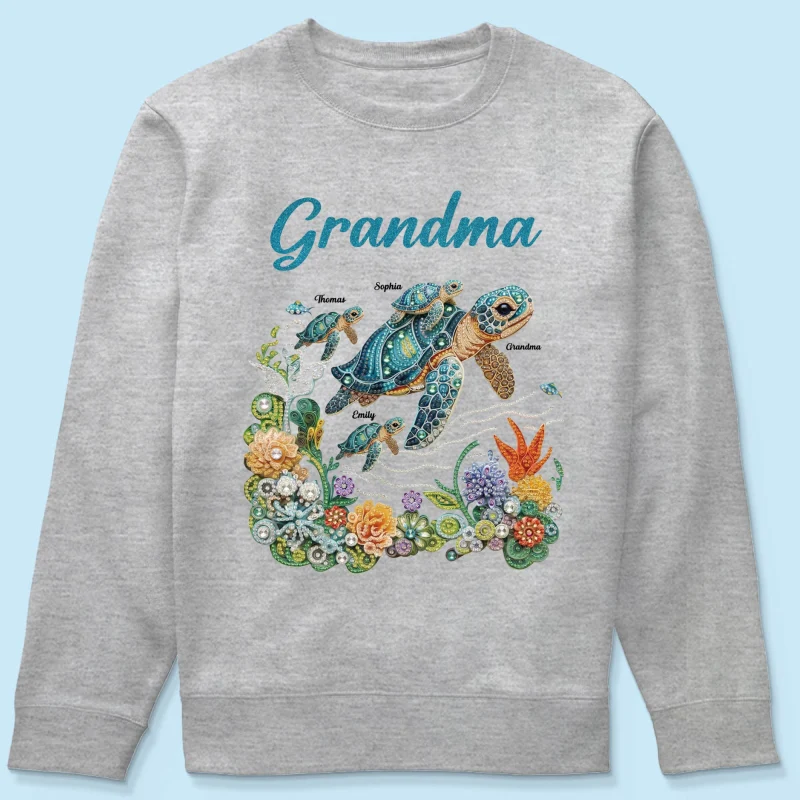 Mom Grandma Sea Turtle Rhinestones Style 2D Printed - Personalized Shirt - Mother's Day Gift For Mom Grandma - Image 24