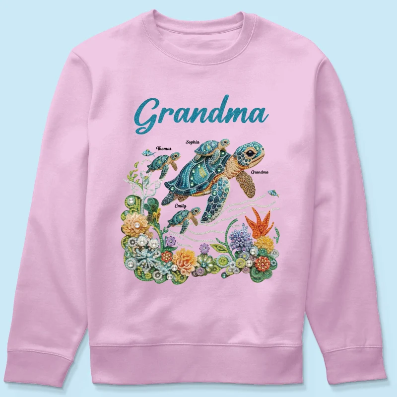 Mom Grandma Sea Turtle Rhinestones Style 2D Printed - Personalized Shirt - Mother's Day Gift For Mom Grandma - Image 25