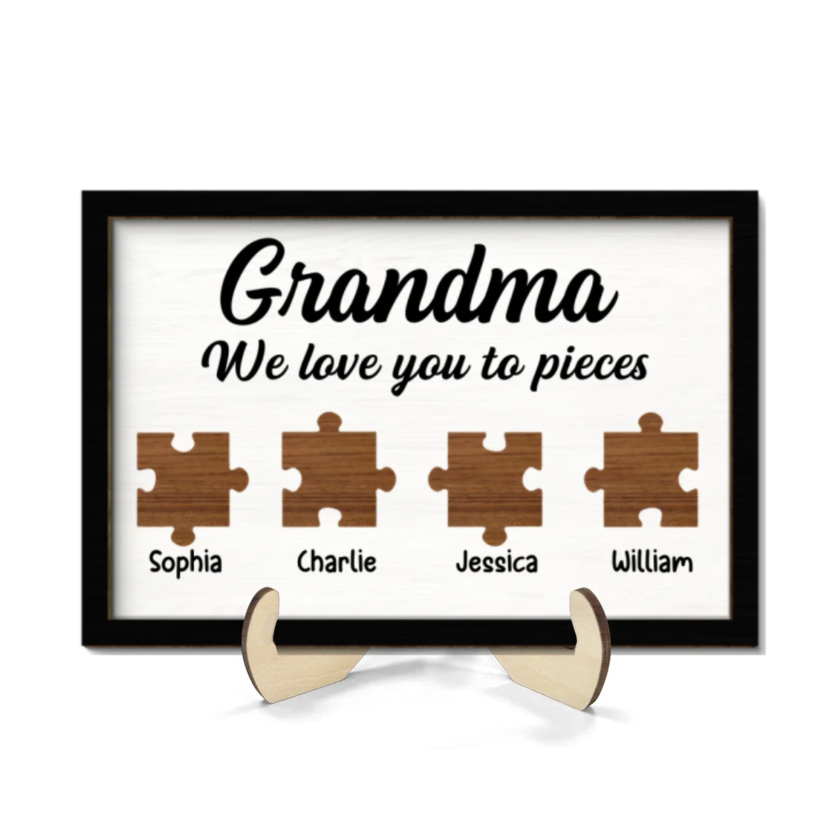 Mom Grandma We Love You To Pieces Kids Names Personalized 2-Layer Wooden Plaque - Image 8